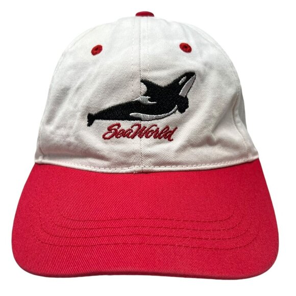 Sea World Embroidered Logo Strapback Hat Cap Orca Whale Vintage 90's Retro - Picture 1 of 10